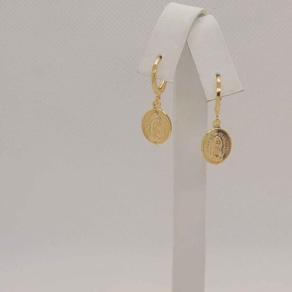 Brazilian 18k Gold Filled Virgen De Guadalupe Earrings - Picture 3 of 6